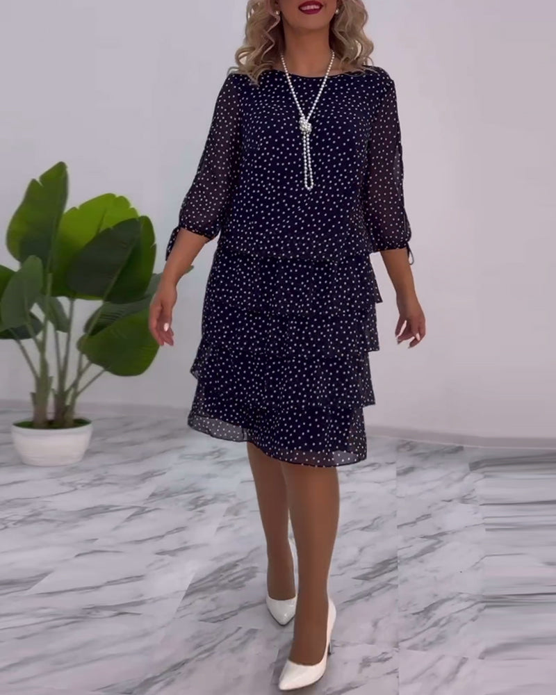 Hailey | Polka Tiered Dress with Tie-Slit Sleeves