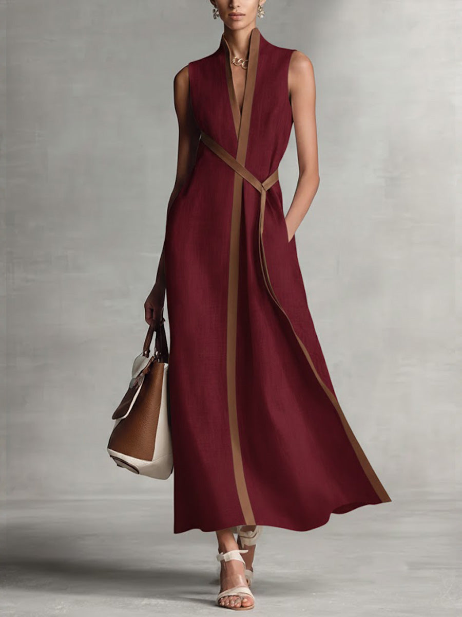 Madelyn | Sleeveless Linen Blend Midi Dress
