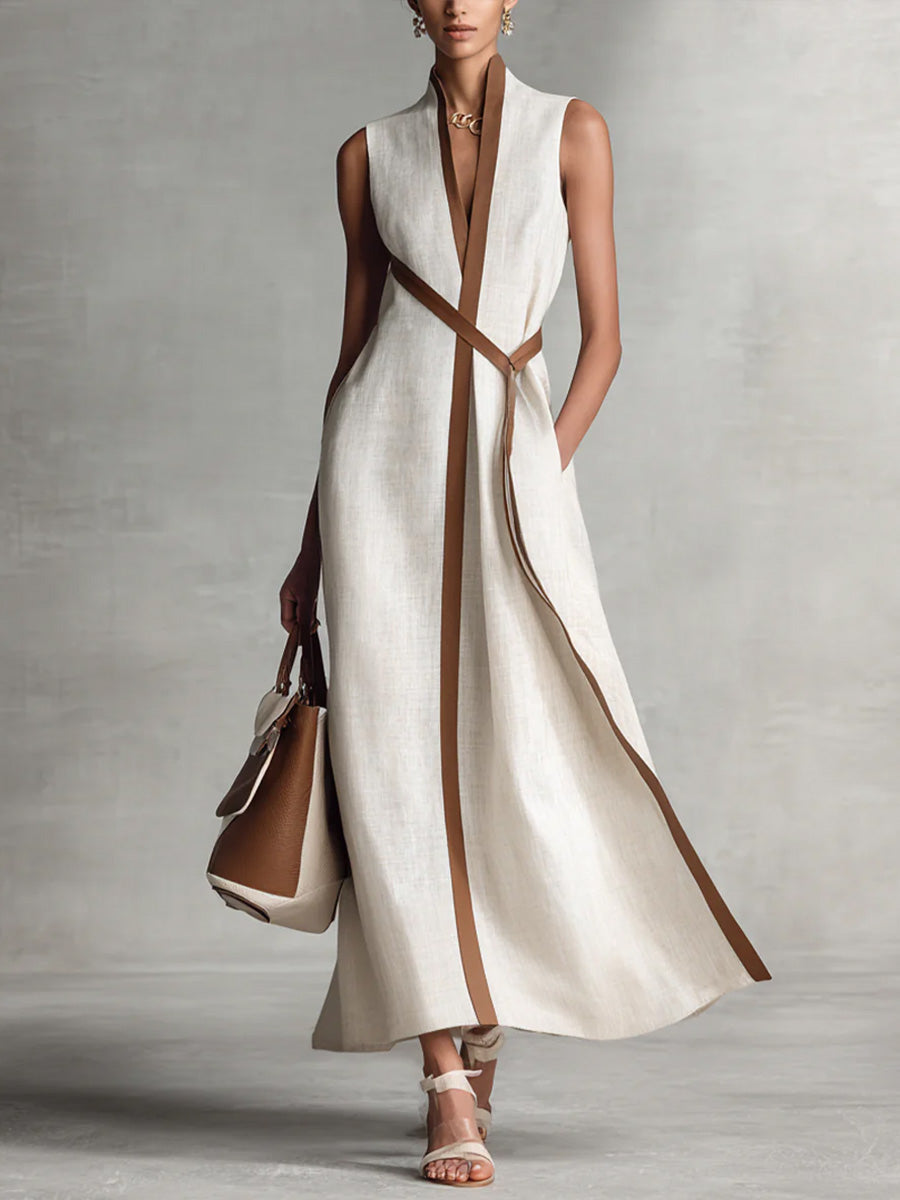 Madelyn | Sleeveless Linen Blend Midi Dress