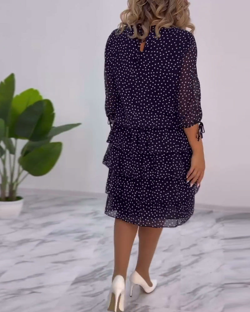Hailey | Polka Tiered Dress with Tie-Slit Sleeves