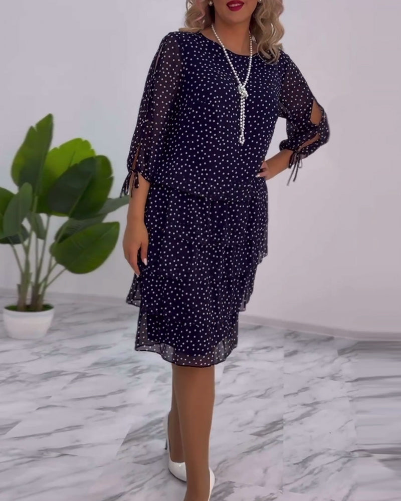 Hailey | Polka Tiered Dress with Tie-Slit Sleeves