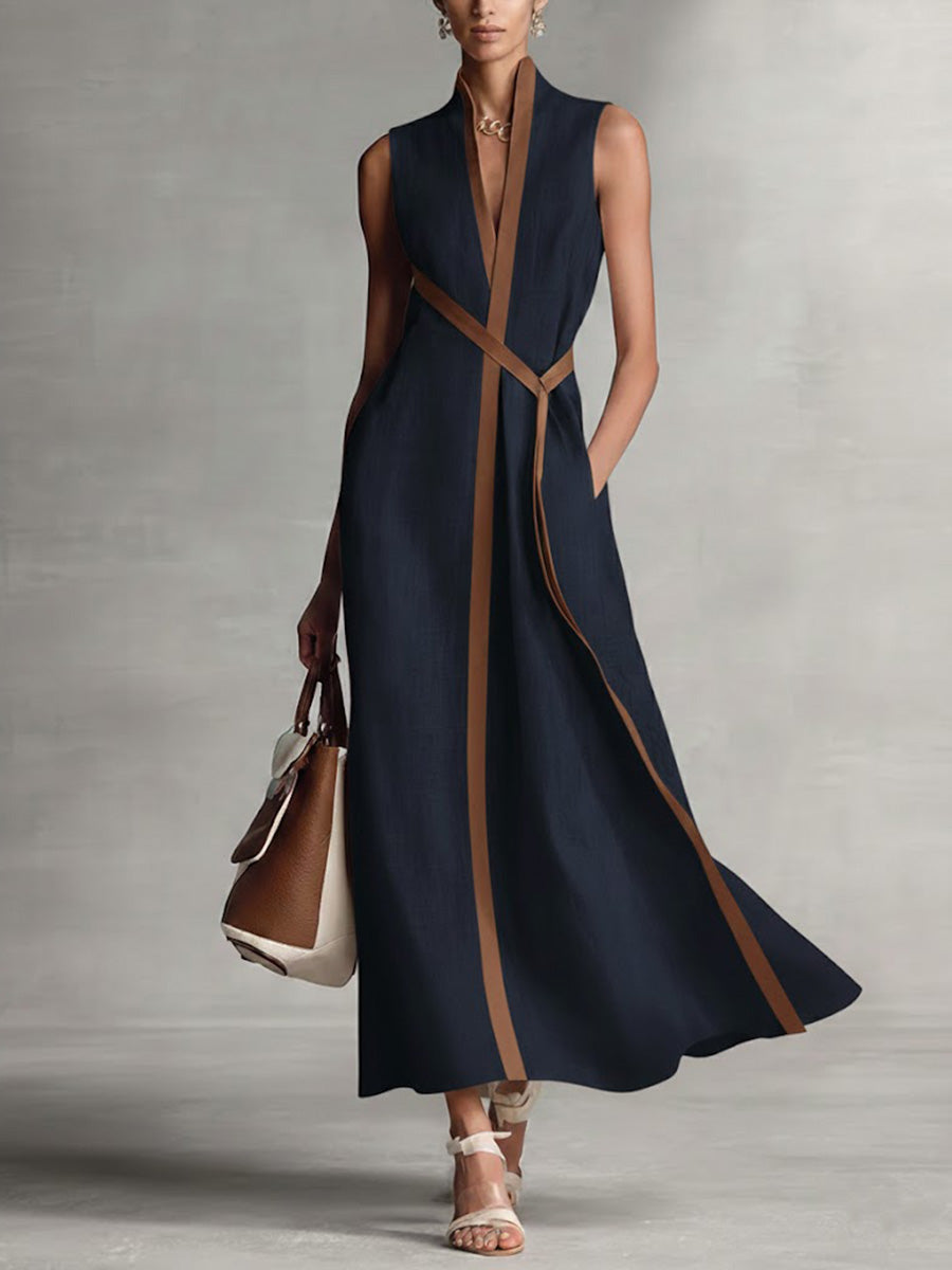 Madelyn | Sleeveless Linen Blend Midi Dress