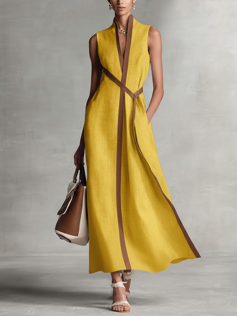 Madelyn | Sleeveless Linen Blend Midi Dress