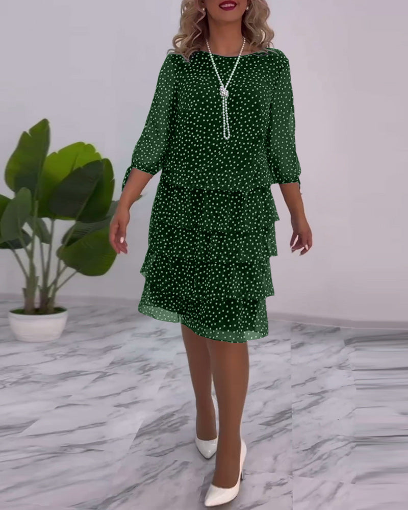 Hailey | Polka Tiered Dress with Tie-Slit Sleeves