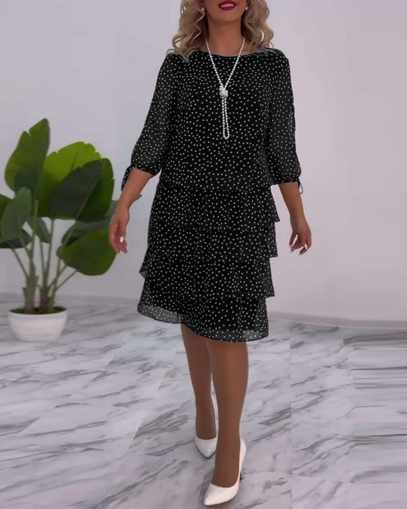 Hailey | Polka Tiered Dress with Tie-Slit Sleeves